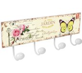 PERCHA pared metal diseño Retro Vintage decoración Jardín CARTA MARIPOSA con 4 GANCHOS porcelana