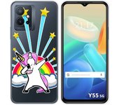 Funda Silicona Transparente para Vivo Y55 5G diseño Unicornio Dibujos