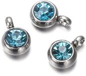 10Pcs 6mm Stainless Steel Birthstones Charms Pendants Rhinestone Crystal Beads Pendant for Necklace Bracelet Jewelry Making