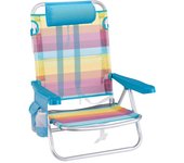 Silla playa mochila de 4 posiciones de aluminio y textileno de rayas multicolor LOLAhome