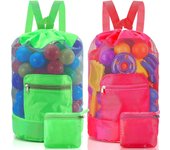 Bolsa de playa de malla grande de 2 piezas, para actividades al aire libre en la piscina de la playa, juguete no incluido (verde, rojo rosa)