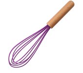 1PC Silicone Wooden Handle Manual Egg Beater Kitchen Mixer Handheld Egg Beater Milk Bubble Beater