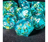 7PCS Sharp Resin Dice Set Liquid Core Dice & Sharp Edge Role Playing Games Dice,Gold foil resin dice