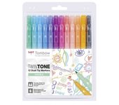 Tombow - TwinTone Pastels marcador 12 pieza(s) Punta redonda/fina Negro, Azul, Marrón, Cian, Verde, Naranja, Rosa, Rojo, Violeta 272802122