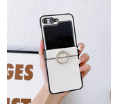 Litchi Patterned Leather Phone Case for Samsung Galaxy Z Flip 6 5 4 3 Flip6 Flip5 Flip4 Flip3 5G Ring Holder Shockproof Cover