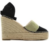 MACARENA ALBA 53 Sandalia con cuña de esparto,espadril,yute,suela de goma,tela,plataforma,de pala,cordones al tobillo para señora