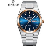 BINBOND Luxury Watch for Man Elegant Date Week Waterproof Luminous Men Watch Quartz Stainless Steel Sports Men's Watches reloj