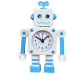 Robot Alarm Clock, Non-Ticking Alarm Clock with Flashing Eye Lights and Rotating Arm, Gift for Children (Red)
