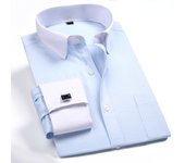 M~6XL Men's French Cuff Dress Shirt 2023 New White Long Sleeve Formal Business Buttons Male Shirts Regular Fit Cufflinks Shirt