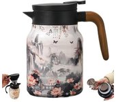 Raidley Vintage Floral Pattern Tea Thermos - Infusor incorporado, Tetera Doresty Thermos, Jarra térmica de acero inoxidable con tapa para bebidas calientes, Tetera aislada desmontable 1000 ml (C)