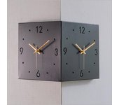Reloj de pared de esquina de doble cara, reloj de pared de gota silencioso de esquina Art Deco moderno, reloj de esquina luminoso para decoración de sala de estar, reloj de pared de esquina digital cuadrado silencioso,Yellow