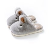 Zapatillas de algodón de conejo de Jade para mujer, invierno, dibujos animados lindos Baotou, pareja en casa, padres e hijos, hombres, uso doméstico peludo