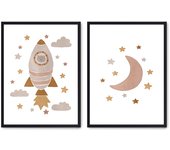 Set de 2 cuadros calidad premium con marco de madera - 30x40 cm o 50x70 cm - POSTER LAB