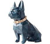 Estatua de Bulldog Francés, decoración de escultura de resina para estantes, estatua de perro, caja de almacenamiento de monedas, almacenamiento de escritorio y decoración del espacio, rosa