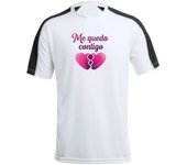 MERCHANDMANIA CAMISETA técnica franja mangas NEGRA frase motivadora aniversario novios amor te quiero tshirt