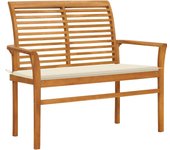 vidaXL Banco de jardín madera maciza de teca con cojín 112 cm en color Negro/Antracita/Crema y más | acolchados duraderos para sofás de jardín terraza exterior
