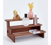 Estante elevador de exhibición de madera de 3 niveles, 7.05x11.65x5.59 pulgadas Camel Table Small Food Stand Risers Display Maquillaje Paso Perfume Organizador para fragancias Cosméticos Colección de figuras