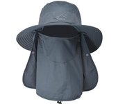 Sombreros de Pesca para helbres y Mujeres con Máscarillas, sombreros de Sol de Playa de Ala Ancha, sombreros de Pescadores de jardinería de caza de Malla se puede plegar (Gris opaque)