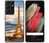 Tumundosmartphone Funda Gel Tpu para Samsung Galaxy S21 Ultra 5G diseño Paris Dibujos