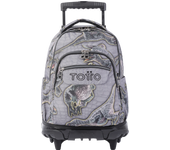 Totto Mochila escolar ruedas  Renglones -Dimensiones:32 x 45.5 x 18 cm-Material:Poliester reciclado