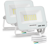 Aigostar Foco LED Exterior 20w, 1650LM Foco Proyector LED, IP65 Impermeable Luz de Seguridad, Natural 4000K Luces led exterior, Para Jardín, Patio, Garaje, Paquete de 2