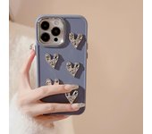 Electroplated Heart Metal Style Phone Case for iPhone 15 Pro Max 14 13 12 11 XS X XR SE 8 7 Plus White Black Pink Shockproof