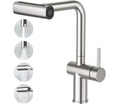 Grifo para Fregadero de Cocina Extraible Cascada, Grifo de Cocina with 4 Funcones Teledocha