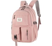 Mochila escolar ligera para mujer, bonita mochila escolar para niñas, mochila para portátil, mochila informal para el colegio, mochila de viaje, color rosa
