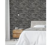 Muestra DIN A4 de Papel pintado vinílico lavable efecto muro piedra pizarra negra con relieve - Grelon 453180 de GAULAN