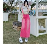 Five Colors Denim Skirt Jeans For Women Design Korean High Waist Back Split Mid length A-line Skirt Female High Qualiyt Fashion