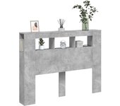 vidaXL Cabecero LED madera ingeniería gris hormigón 140x18,5x103,5 cm