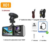 3 Channel Dash Cam 2" IPS Screen 1080P Video Recorder W/ IR Night Vision 3 Camera Car DVR Dashcam Car Assecories