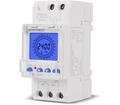 Pantalla LCD Digital de 24 Horas Reloj Electrónico 85-265V Carril DIN Horas Programable Inteligente Interceptor de Temporizador Analógico with 15 Minutos de Intervalo (16A)
