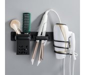 Secador de pelo y soporte para la plancha de pelo, soporte para el soporte de cable, soporte para el secador de pelo montado en la comparación, aluminio, estante de almacenamiento de baño