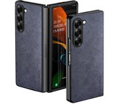 Premium Luxury leather Phone Case for Samsung Galaxy Z Fold 6 5 4 3 Funda Retro Business Style Solid color cover