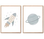 Set de 2 cuadros calidad premium con marco de madera - 30x40 cm o 50x70 cm - POSTER LAB