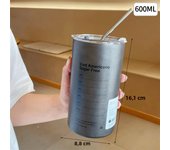 600ml thermos cup portable 304 stainless steel coffee cup thermos bottle with straw thermos drinkware