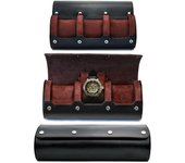 Watch Roll Case Organizer - PU Leather Watch Travel Case for Men and Women - 3 Watch Carrying Case and Display, Watch Organizer