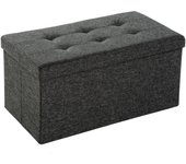 Tectake - Taburete plegable con compartimento de almacenaje rectangular 76 x 38 x 38 cm  Asiento estable  Plegable y compacto  Mucho espacio de almacenamiento en el interior
