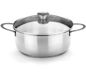 Bra - Cacerola Profesional con Tapa de Cristal, De 16 a 30 cm, Acero Inoxidable, Cocina Gourmet, Triple Fondo Difusor, Apta Lavavajillas