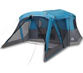 vidaXL Tienda de campaña con porche 4 personas impermeable azul