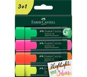 LILI HOME Estuche de 4 Unidades Rotuladores Fluorescentes Faber Castell - Calidad-Precio Superior