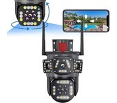 Cámara de seguridad inalámbrica WiFi HD para exteriores, impermeable, 360°, cámara de seguridad con lente 3/4, cámara inalámbrica para exteriores, cámaras exteriores para seguridad del hogar (3 lentes)