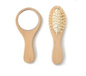 Mini Espejo peine portáril de viaje, Espejo portáthil de maquillaje, juego de peines para hombre y mujer, peine de madera, peine de masaje con juguete de aire