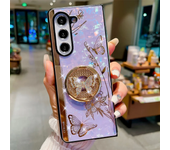 Luxury Glossy Glitter Butterfly Metal Ring Case for Samsung Galaxy Z Fold 6 5 4 3 Shockproof Folding Protective Case Funda Capa
