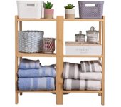 Mueble bajo Lavabo con pie con 3 estantes de bambú Natural nordico de 60x30x60 cm, Ideal para baño