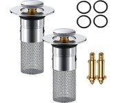 Compositiont.Com Tapón para fregadero, 3 en 1, colador de drenaje de acero inoxidable para fregadero de cocina, filtro emergente para fregadero de baño, filtro universal para baño lavable (3)