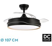 tempano dc fan black/wood 72w 3 blades 107d 7200lm 6vel 3000k,4500k,6000k remote+timer+memory