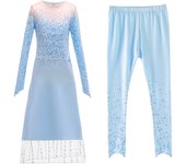 Girl Elsa Anna Princess Dresses Kids Frozen Blue Fashion Party Tutu Gown Girls Snowflake Cosplay Dress Children Evening Costumes