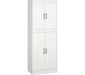 HOMCOM Aparador Alacena de Cocina Mueble Auxiliar de Cocina con 4 Puertas y 5 Estantes Abiertos para Comedor Salón Estilo Moderno Antivuelco 60x36x168 cm Blanco